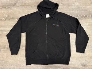 Google Embroidered Zip Up Drawstring Hoodie, Black Mens Size L, Google Clothing - Picture 1 of 5