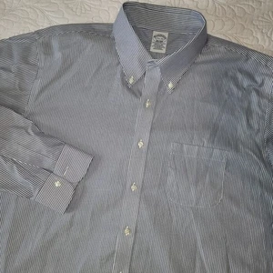 Herren BROOKS BROTHERS Blau Langarm Button Down Streifen Blau Herren 17 1/2-35 - Bild 1 von 7