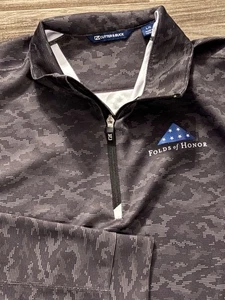 Cutter & Buck 1/4 Zip Pullover Camo Mens L Black Gray Stretch Folds Of Honor - Picture 1 of 9