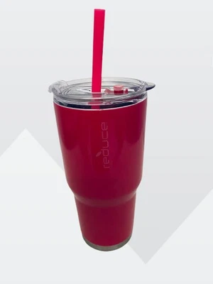 Vaso de acero inoxidable aislado al vacío Reduce rosa oscuro 34 oz/1 lit con paja Foto 1 de 4