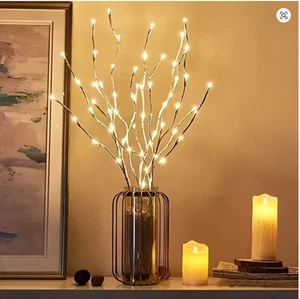 1 Stück weiße Birke Ast Lichter batteriebetrieben 20 LED Lichterkette Weidenzweig - Bild 1 von 1