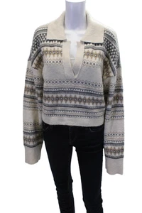 Tularosa Womens Long Sleeves Collared Pullover Sweater White Beige Size Small - Picture 1 of 7