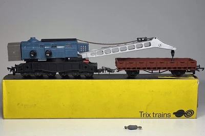 Trix Trains 1610 OO HO Scale Breakdown Crane German DB Blue & Brown - Boxed - Image 1 of 4