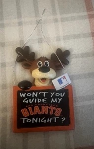 MLB SF San Francisco Giants Reindeer With Sign Christmas Tree Holiday Ornament - Picture 1 of 2