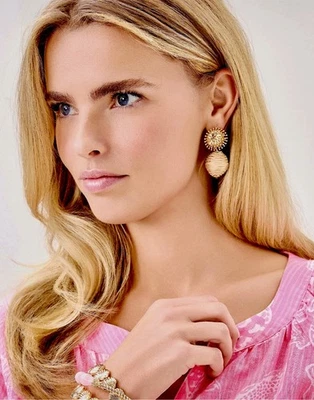 Lilly Pulitzer NWT Summer Shorelines Wicker Earrings - Image 1 of 4