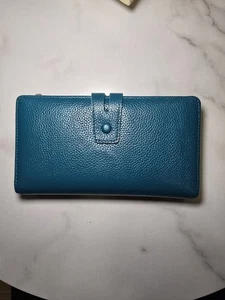 Womens Wallet Itslife ,Large Capacity RFID Blocking Leather Wallets Bluegreen - Picture 1 of 4