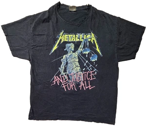 Vintage Metallica Shirt And Justice For All Black XL 2000 Y2K Thrashed Distressed - Bild 1 von 14