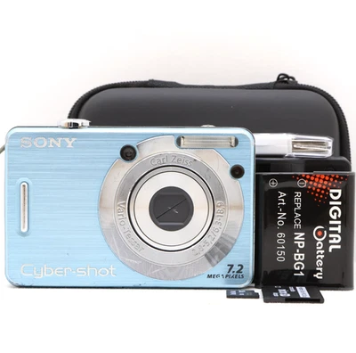 Sony Cybershot DSC-W55 7.2MP Digital Camera Blue Tested Full Kit - Fast Post - Image 1 of 4
