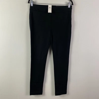 Pantalones al tobillo ajustados Ann Taylor Ponte talla 4 negros con cremallera lateral elásticos Foto 1 de 4