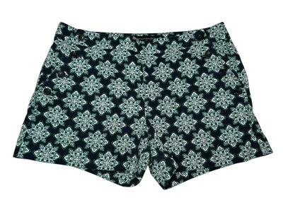 Pantalones Cortos Banana Republic Mujer 6 Azul Ráfaga Elástico Algodón Chino Doble Botón Foto 1 de 4