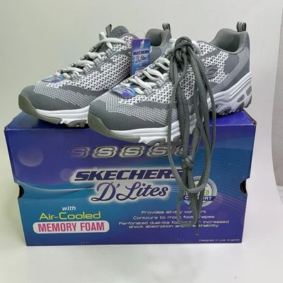 Zapatillas Mujer Skechers D Lites Reinvention Gris Blanco Doble Cordones Talla 7.5 Foto 1 de 4