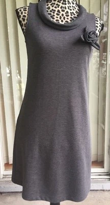 Vestido Alyn Paige New York Sin Mangas Cuello Capucha Vaina Elastizada Gris Pequeño (I433) Foto 1 de 4