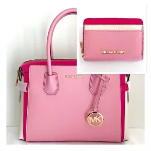 MICHAEL KORS Mercer Bolso Bandolera Mediano con Cinturón Rosa Multi y Conjunto Billetera $751 - Imagen 1 de 13