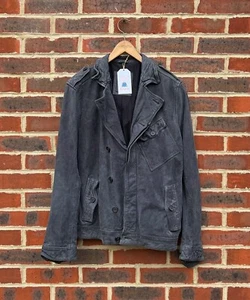 AllSaints Mens SONAR Leather Jacket LARGE / MEDIUM Biker Bomber All Saints - Picture 1 of 13