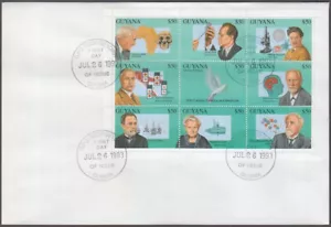 GUYANA Sc# 2677 FDC SHEETLET of 9 DIFF, with FAMOUS SCIENTISTS, 3 JEWISH - Picture 1 of 1