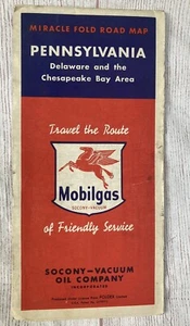 Mobilgas Vintage FOLDEX Pennsylvania Delaware Chesapeake Bay Miracle faltbare Straßenkarte - Bild 1 von 4