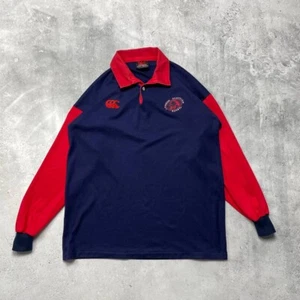 Vintage 90s London Scottish Canterbury Rugby Long Sleeve Shirt Blue/ Red Size L - Picture 1 of 20
