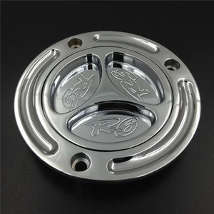 Motorcycle Chrome Aluminum Keyless Fuel Tank Gas Cap For Yamaha YZF R6 1999-2012 - Picture 1 of 5