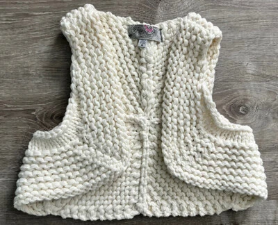 Ecote ivory Cream crochet knit chunky cropped Vest Jacket Womens size small - Image 1 of 3