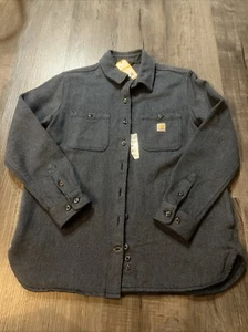 Carhartt TW5991W Women Blue Loose Fit Long Sleeve Twill Overshirt Jacket Size M - Picture 1 of 10