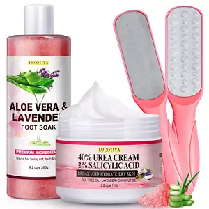 Pedicure Kit Foot Spa Soak Set Callus / Cuticle Remover File, Dead Skin Urea Cre - Picture 1 of 7