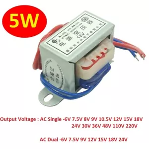 Transformador de potencia EI41 5W 220V/380V A 6V/9V/12V/15V -220V CA DB-5VA simple/doble - Imagen 1 de 7