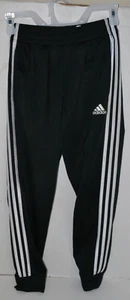 Adidas Track Pants Youth Boys Size M 10/12 Black Three Stripes Tapered Leg - Picture 1 of 7