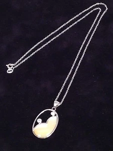 Halskette Zirkonia CZ 0,50 ctw Perlmutt & 925 Sterlingsilber 18 Zoll - Bild 1 von 3