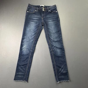 Mudd Jeans Girls 12 Blue Dark Wash Skinny Stretch Frayed Hem Y2K Denim Casual - Picture 1 of 12