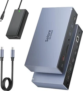 Displaylink Dock USB C Docking Station 3 HDMI 2 DP Universal Dockingstation 120W - Bild 1 von 12