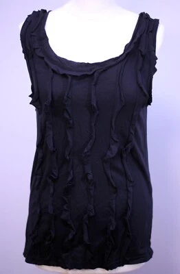 Marc by Marc Jacobs Damas Vintage Negro Jersey Volantes Chaleco Sin Mangas Top-Talla L Foto 1 de 4