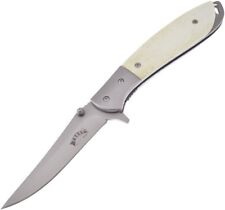 Frost Cutlery Liner A/O Folding Knife 3.5" Stainless Steel Blade Bone/Aluminum