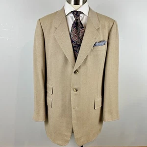 Bespoke Esquires Attire 44R beige birdseye sport coat working cuff ticket - Picture 1 of 9