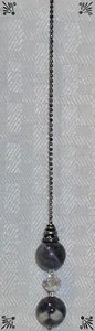 Handcrafted Sodalite Crystal Blue White Grey Silver Made With Swarovski Fan Pull - Picture 1 of 4