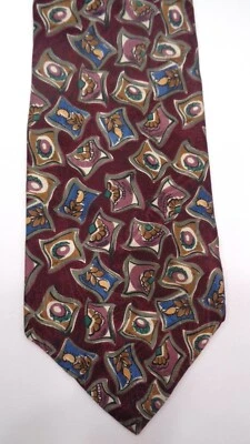 WINDSOR Men's 00% Silk Necktie USA Designer FLORAL/ Geometric Multi-Colored EUC - Image 1 of 4