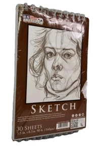 Libro de bocetos de 30 hojas blanco natural encuadernado en espiral superior U.S. Art Supply 5,5" x 8,5"  - Imagen 1 de 4