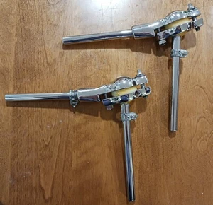 2 SLINGERLAND SINGLE SET-O-MATIC TOM HOLDERS, SHORT GROOVED POST -NICE! - Picture 1 of 4