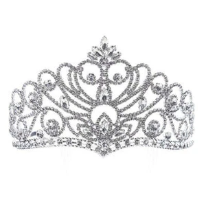 Tiara corona plata y diamantes de imitación transparentes de 3,25" (60691) - Imagen 1 de 1
