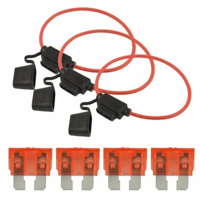 10 Pcs 12 Gauge Red ATC Fuse Holder with 10A Pack of 25 ATC Blade Style Fuses - Image 1 of 3
