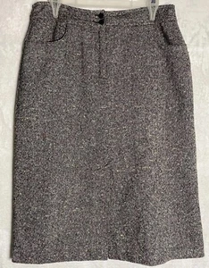 Falda Talbots Mujer Talla 10 Negra Roja Amarilla Tweed Mezcla Lana Carrera Abuela - Imagen 1 de 12