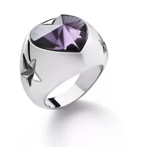 Baccarat Sterling Silver, Purple Crystal Heart And Star Statement Ring 2812843 - Picture 1 of 1