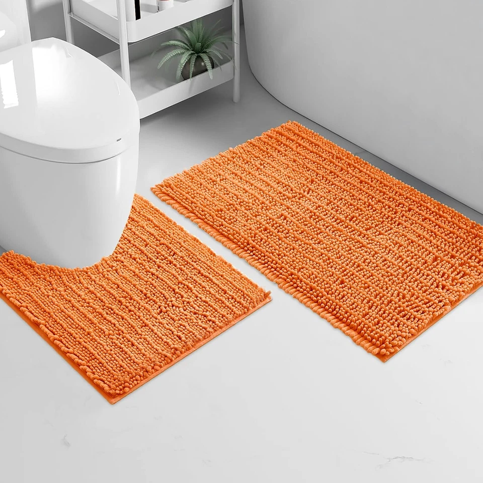 Набор из 2 мягких уютных плюшевых шенильных ковриков для ванной с высокой степенью впитывания ковер для ванной - Изображение 1 из 1