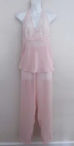 Vintage CINEMA ETOILE Women Lingerie Set Sz M Pink Camisole/Pants Lace Accents - Picture 1 of 7