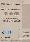 Clausing 25011 25021 Arboga Drill Press Instructions And Parts Manual