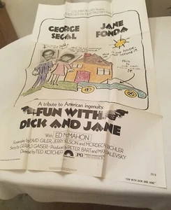 Vintage Original 1977 Fun With Dick And Jane Movie ONE Sheet Movie - Picture 1 of 4