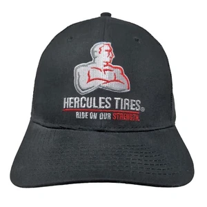 Hercules Tires Men's Snapback Mesh Back Trucker Hat Black Embroidered Logo - Picture 1 of 6
