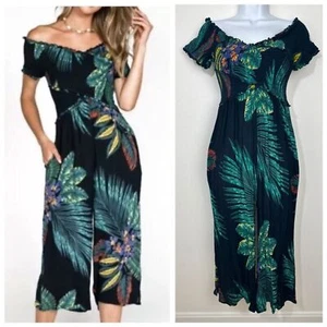 Anthropologie Patrons of Marine Smocked Tropical Print Jumpsuit Romper Medium - Picture 1 of 8