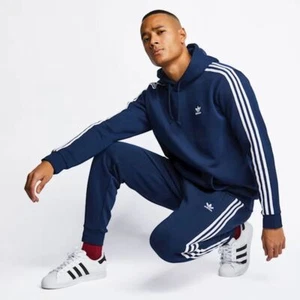 NEW RETRO BLUE ADIDAS ORIGINALS 3 STRIPE BOTTOMS JOGGERS TRACK PANT 3 STRIPE MEN - Picture 1 of 10