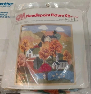 Vintage Columbia Minerva Needlepoint Kit 1978 AUTUMN SCENE Erica Wilson CM Fall - Bild 1 von 3