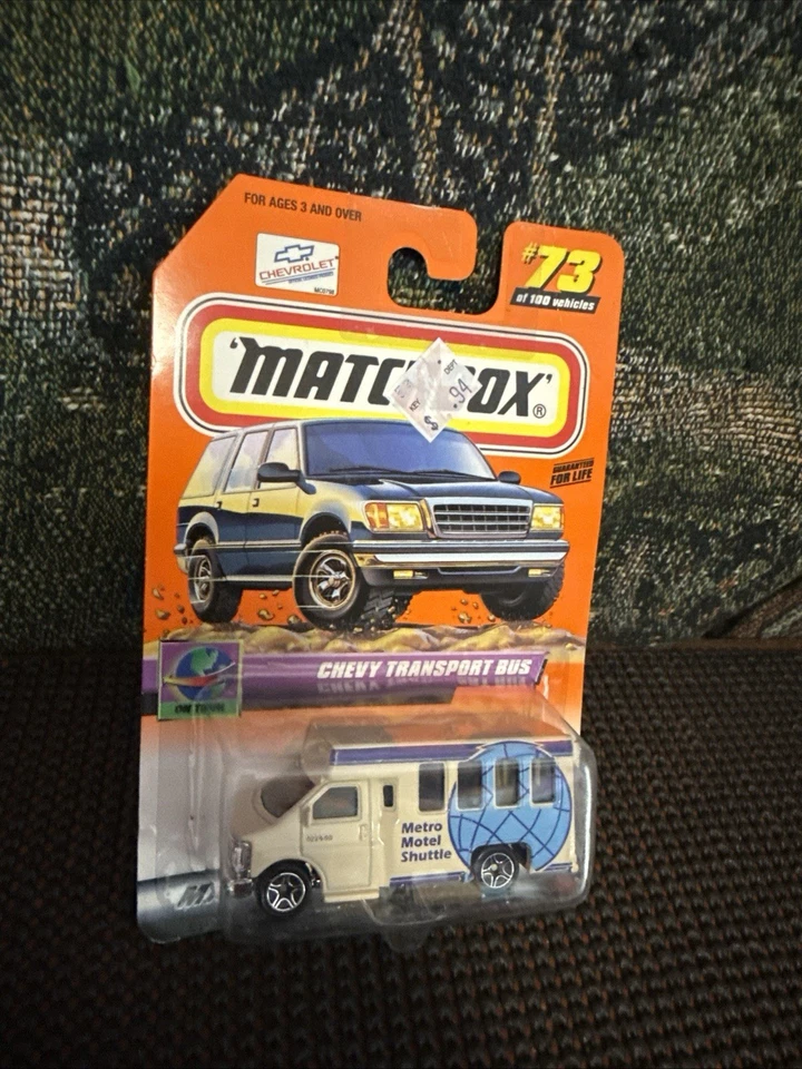 1999 MATCHBOX SUPERFAST #73 CHEVY TRANSPORT BUS METRO MOTEL SHUTTLE NEW ON CARD - Image 1 of 1